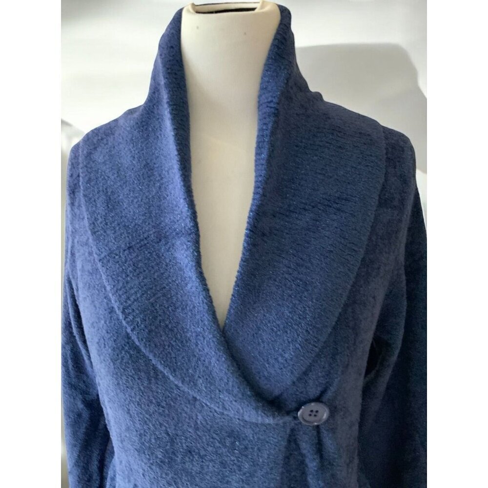 Newport News Large Blue Knit Retro Boho Sweater Button Closure Vintage Y2K NEW - Picture 3 of 8